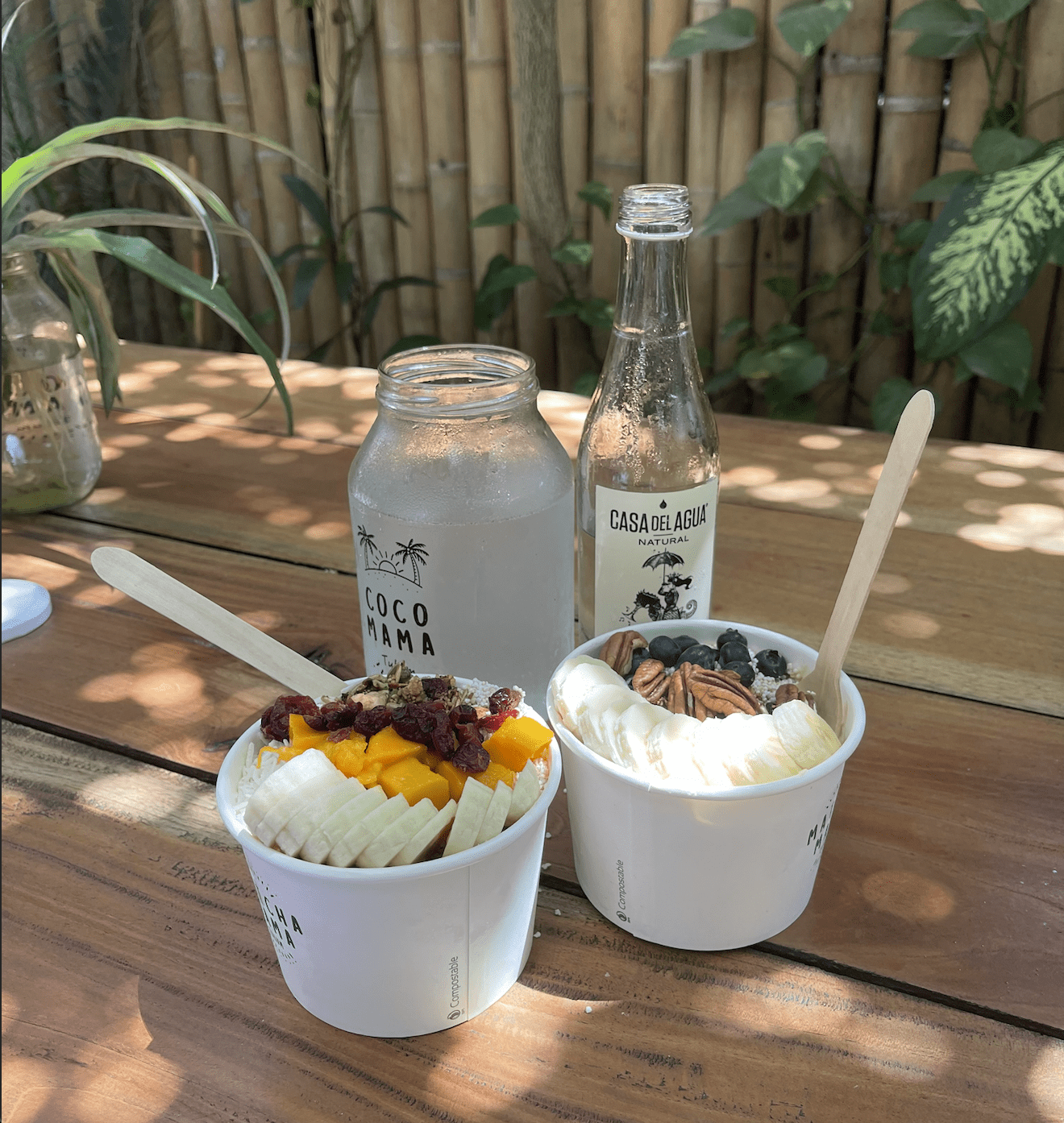 acai bowls from a cute restaurant in Mexico - food is expensive when you travel, if you choose for it to be
