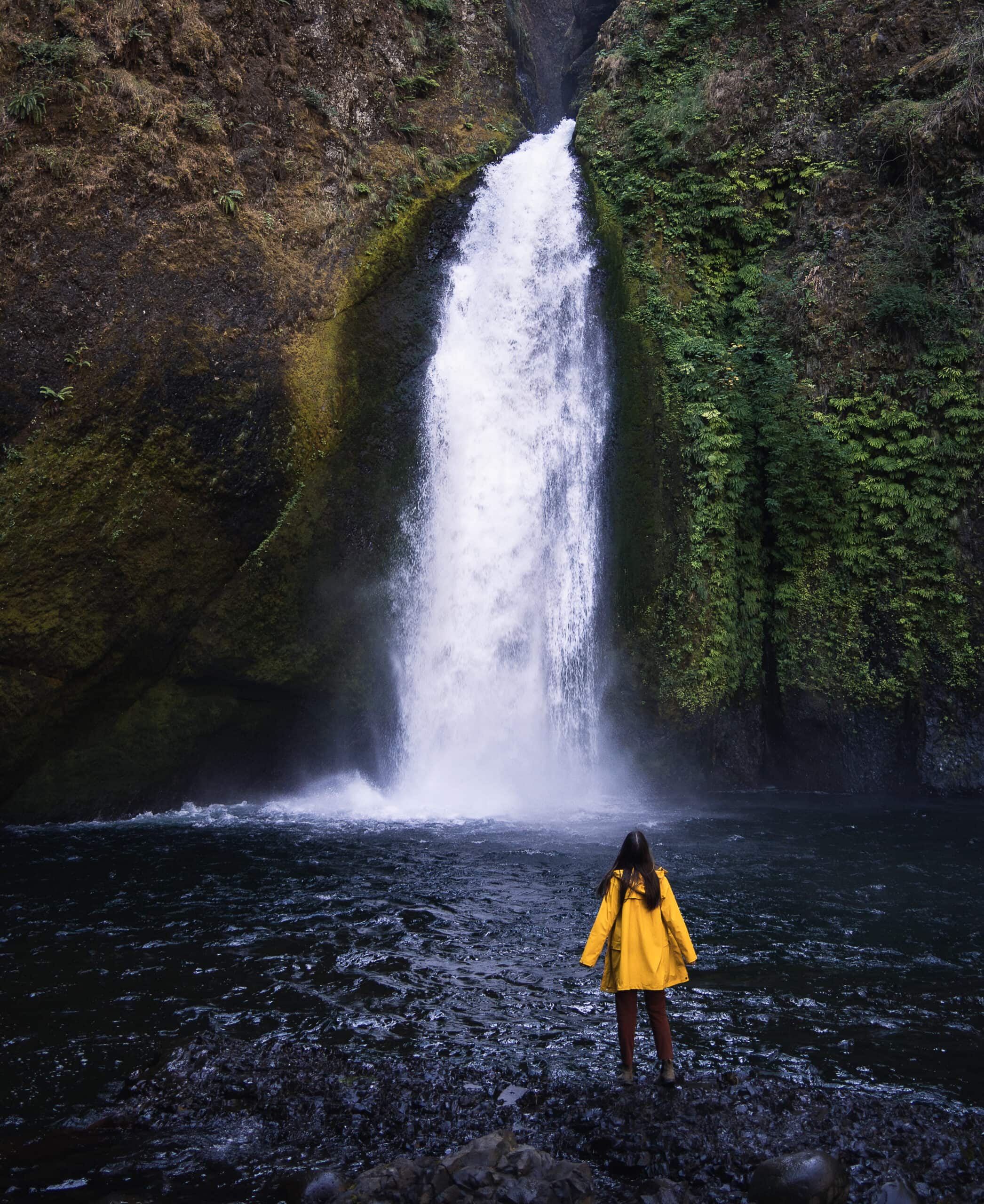 best oregon road trip stops - a view from the bottom of wahclella falls, oregon